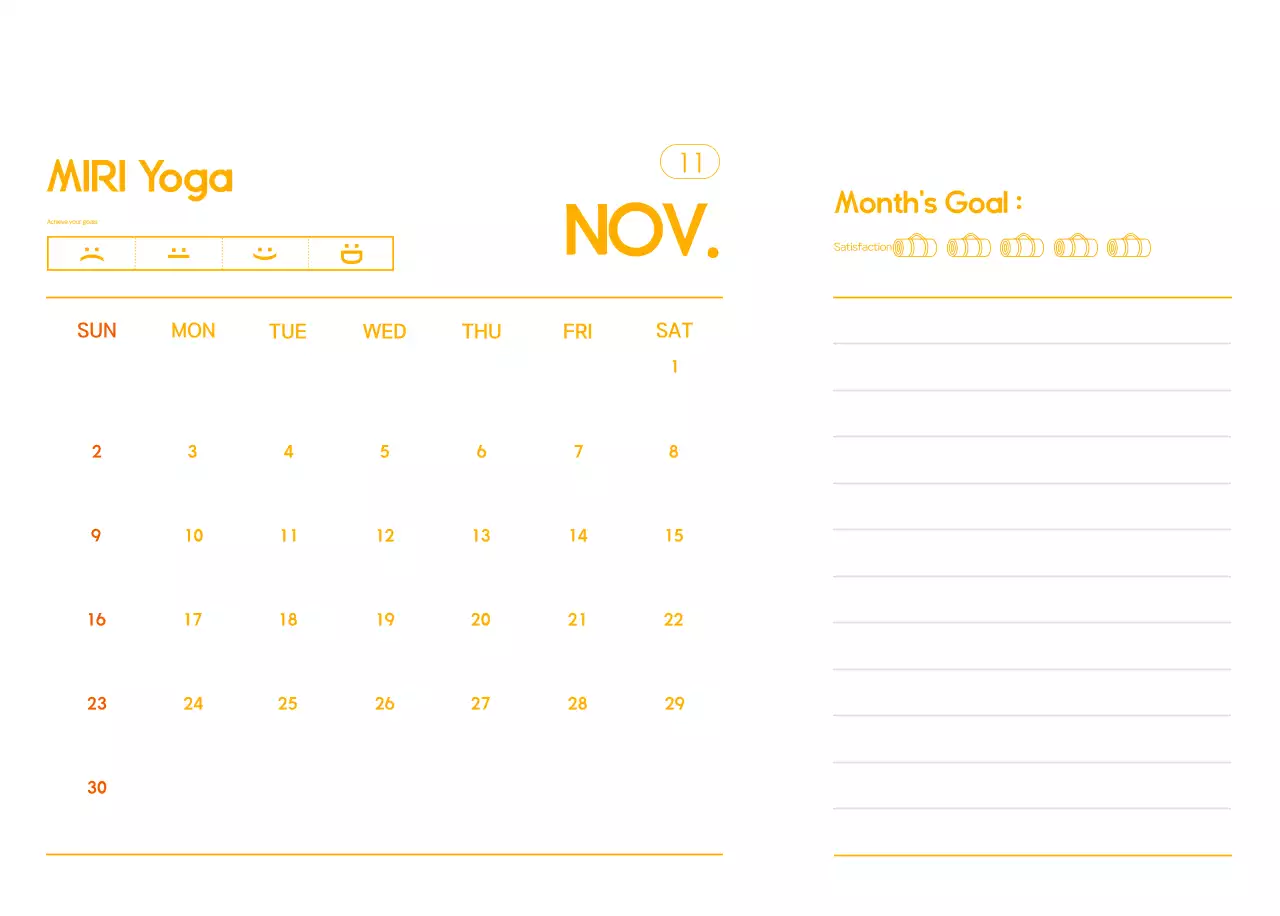 Kalender Promosi Yoga Minimalis Oranye