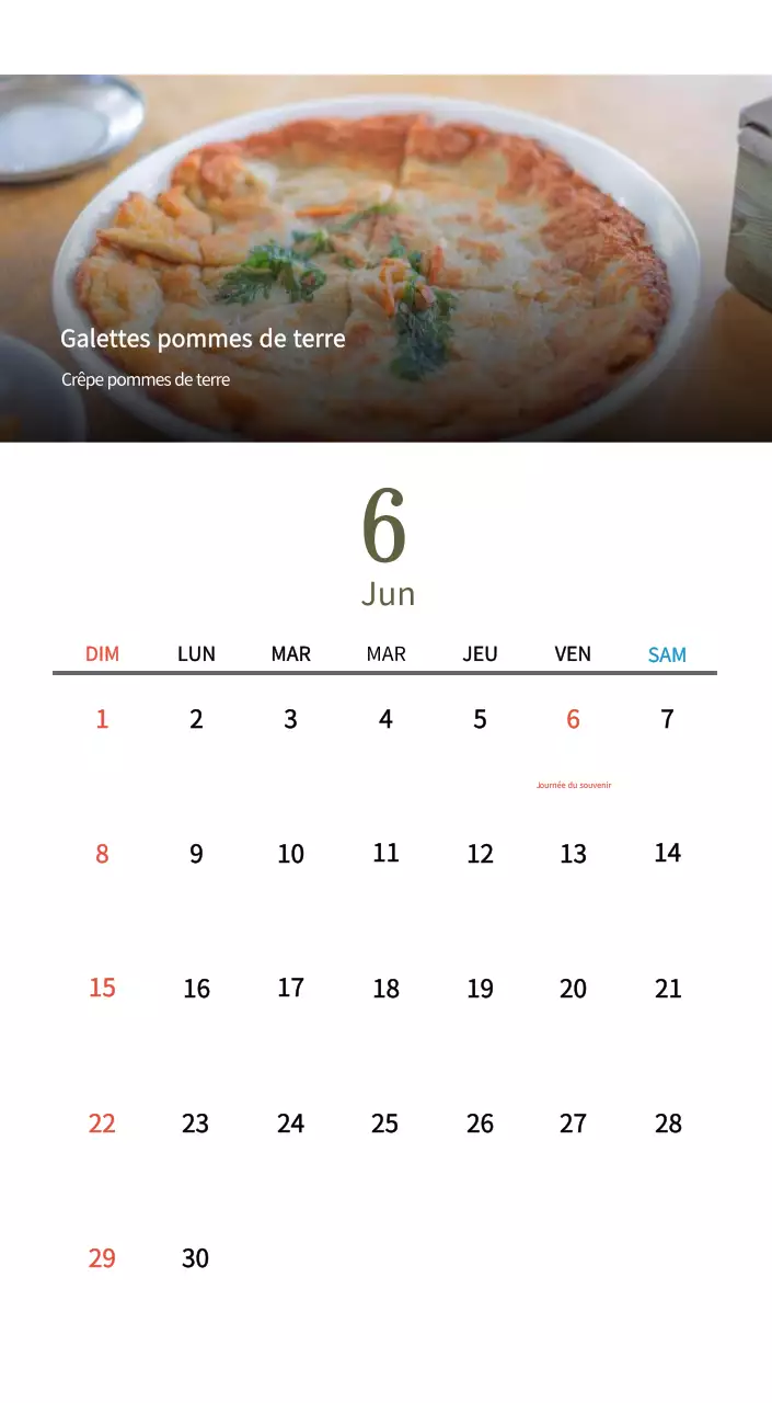 Calendrier de l'alimentation traditionnelle beige