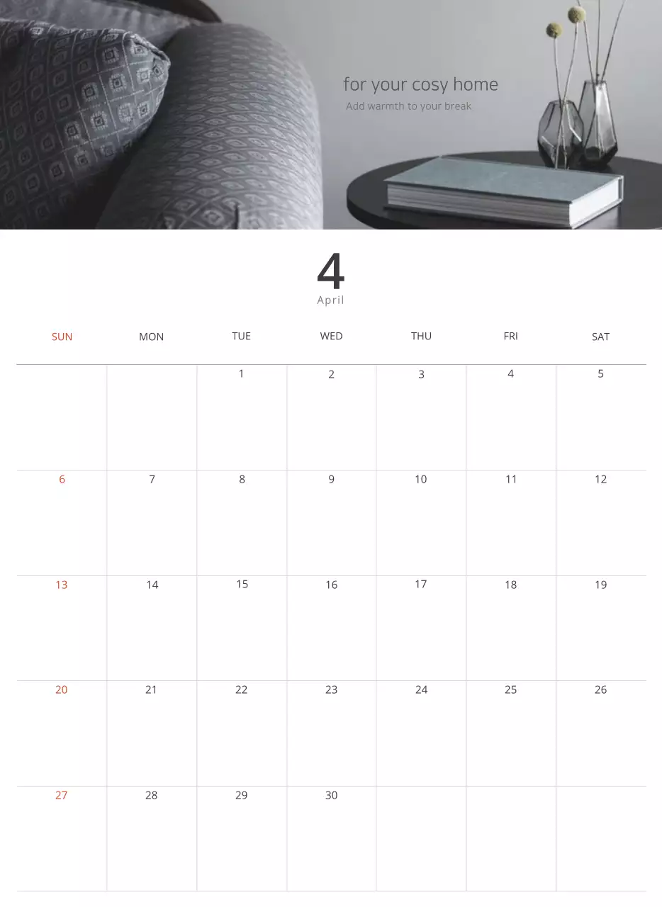 Kalender interior minimalis berwarna krem