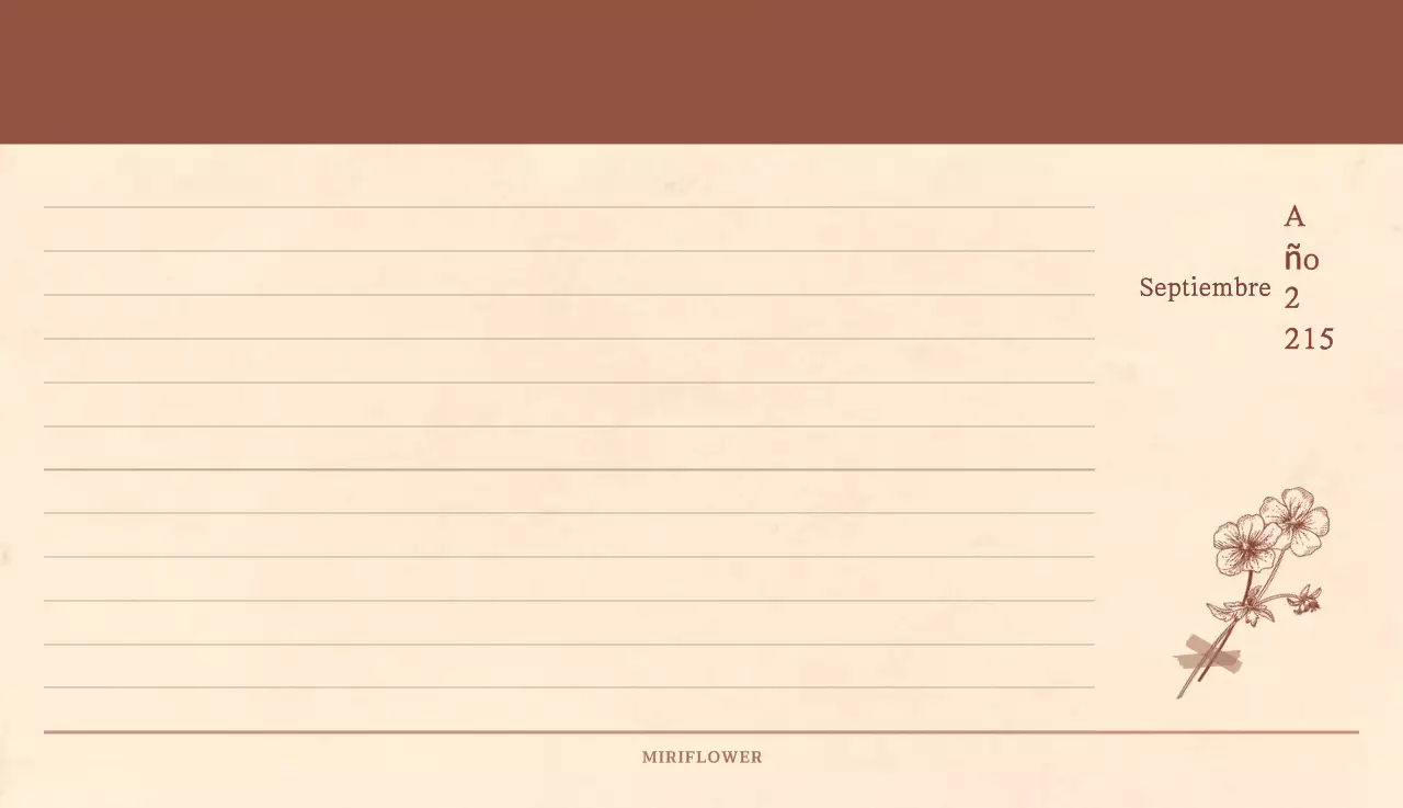 Un calendario sentimental de floristería en papel de lana marrón claro y marrón concepto