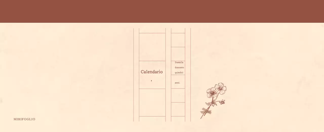 Un calendario sentimentale per fioristi in carta di lana marrone chiaro e marrone.