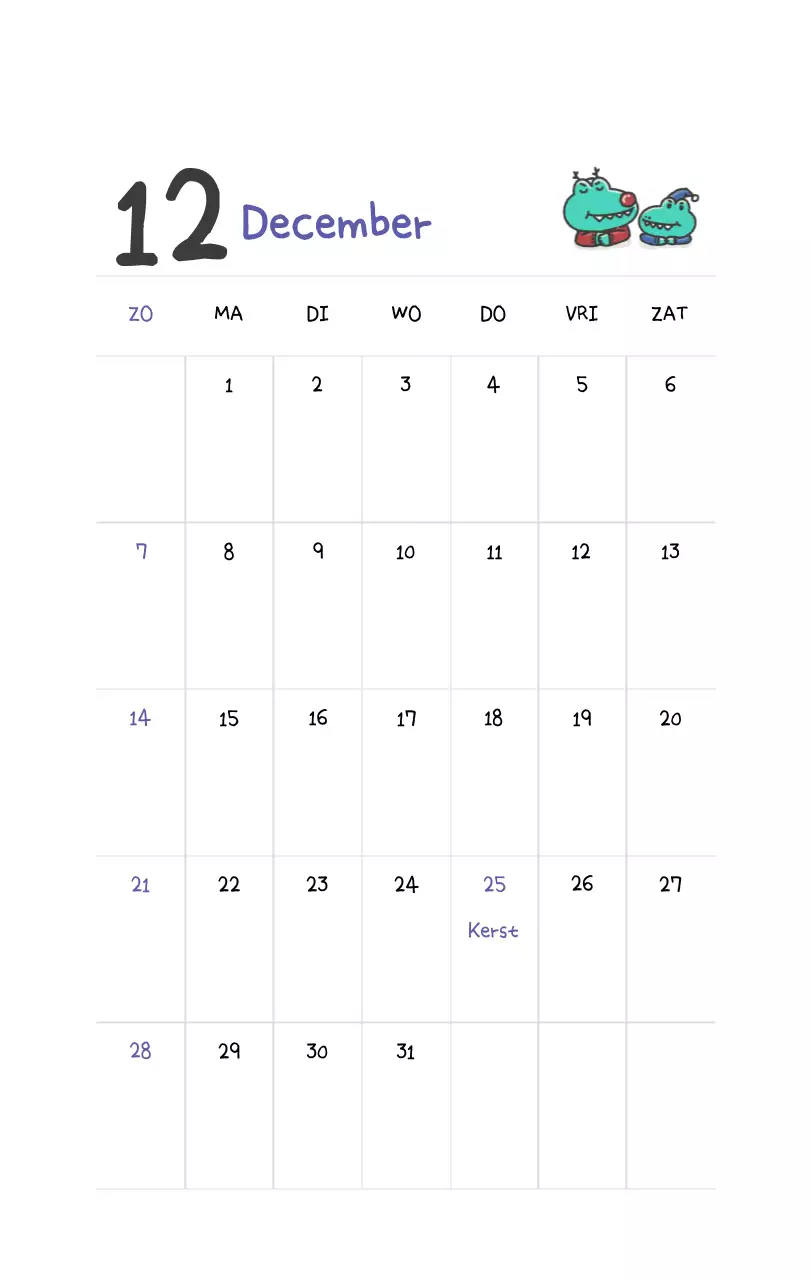 Een kalender met een schattig Ago-illustratieconcept