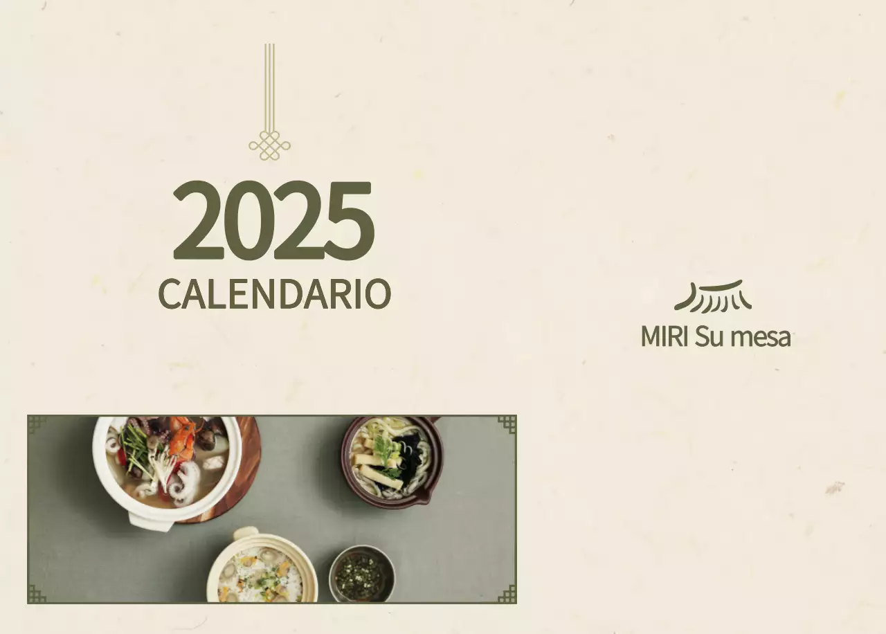 Calendario de comidas tradicionales en beige