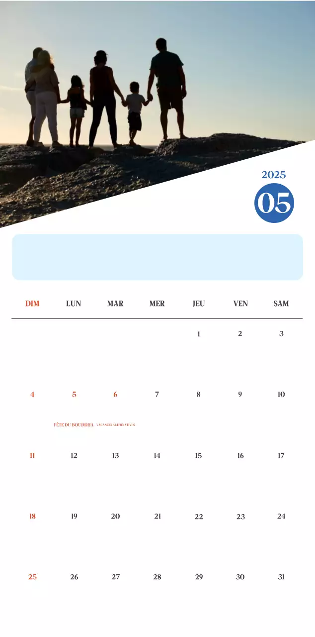 Calendrier hospitalier moderne bleu