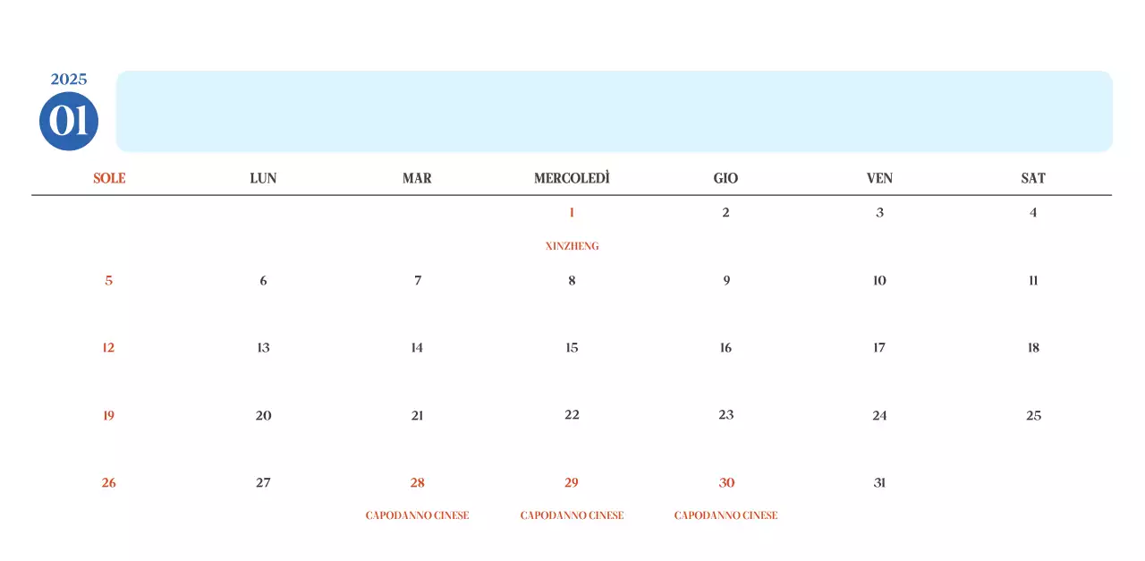 Calendario ospedaliero moderno blu