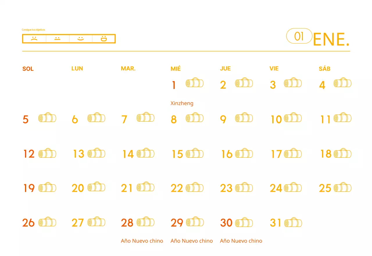 Calendario promocional de yoga minimalista naranja