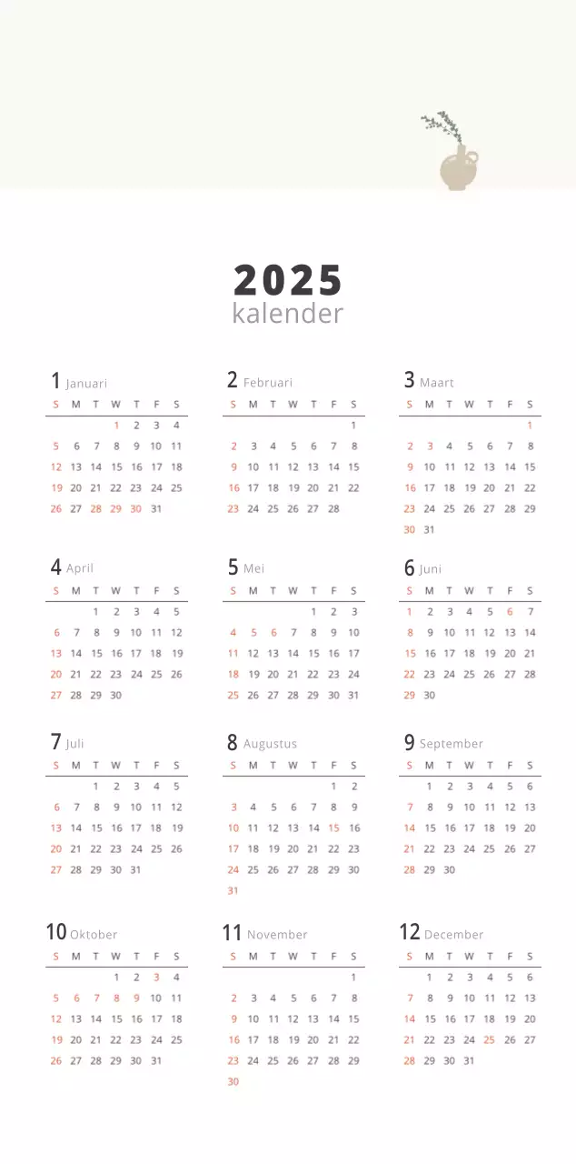Beige minimalistische interieurkalender