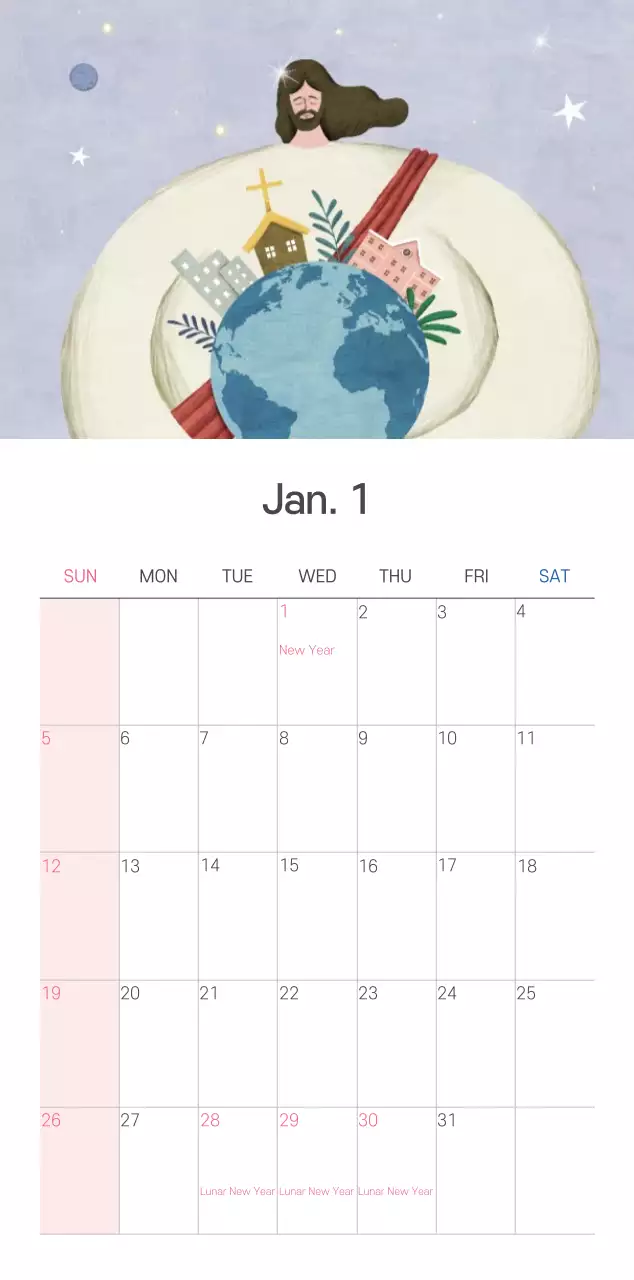 Ilustrasi gereja yang bersih dengan warna pastel