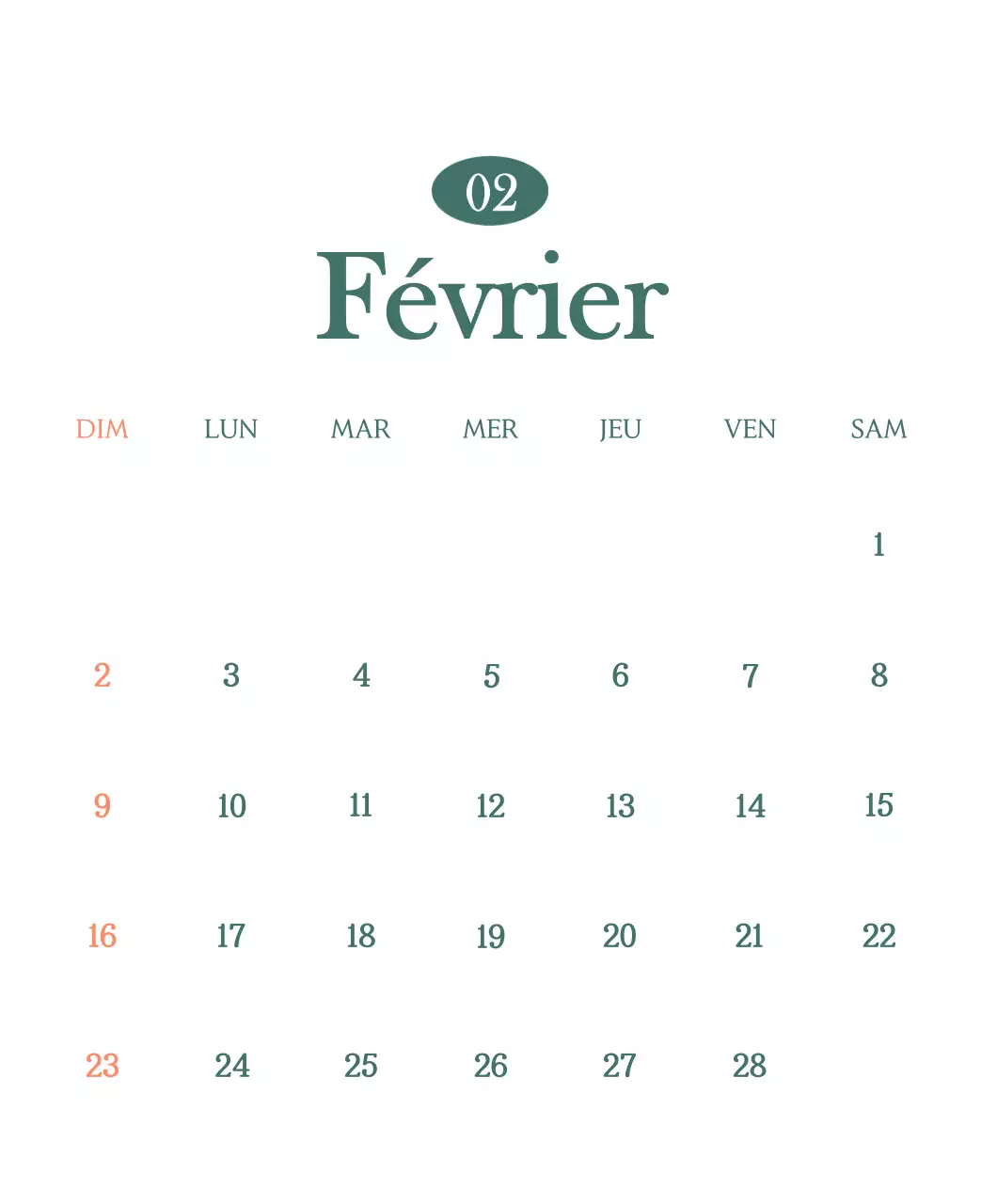 Un calendrier moderne pour les cafés avec des recommandations sur la boisson du mois.