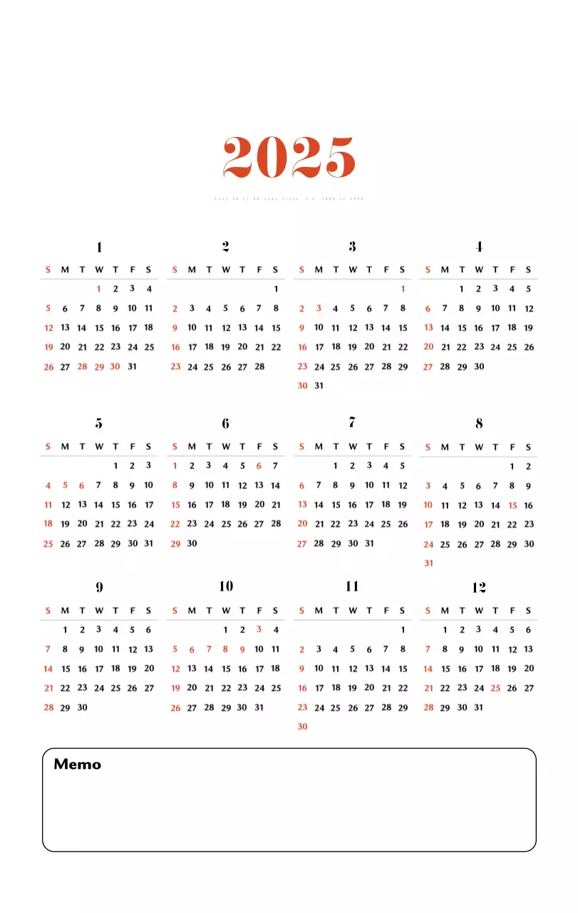 Kalender memori berkonsep retro berwarna merah