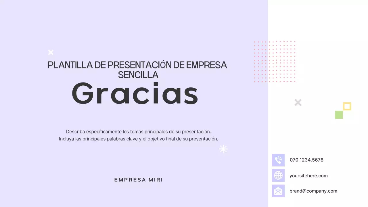 Prospecto con formas sencillas en morado y gris