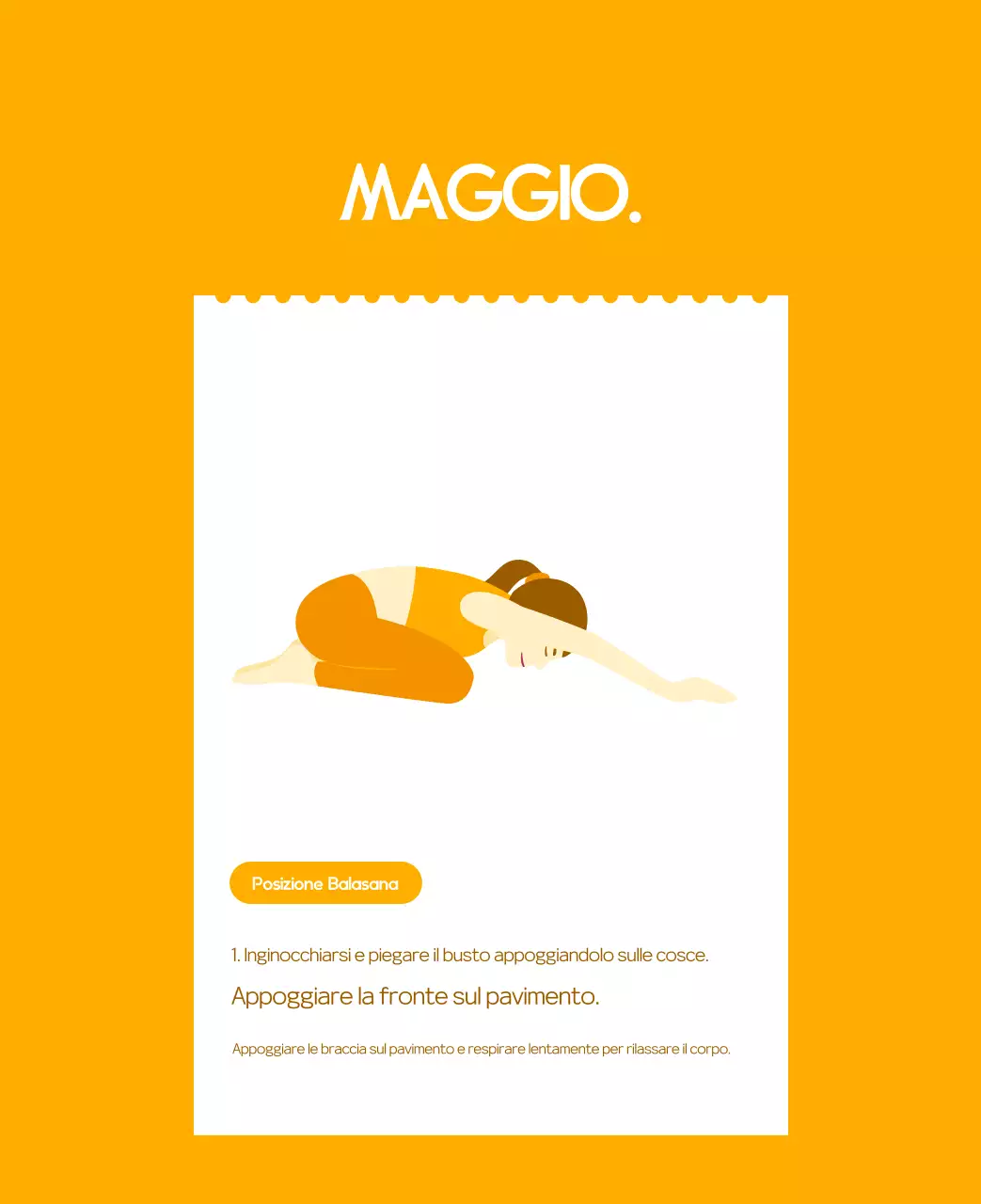 Calendario promozionale arancione dello yoga minimalista