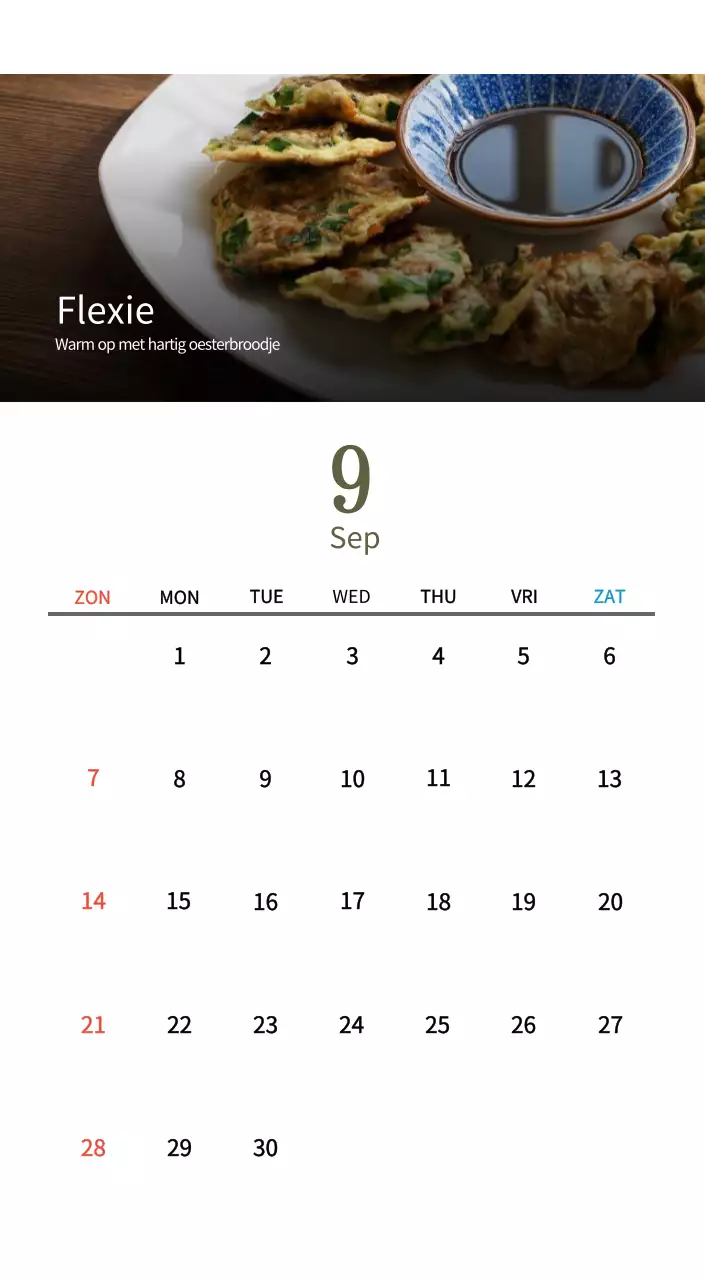 Beige Traditionele Eetkalender