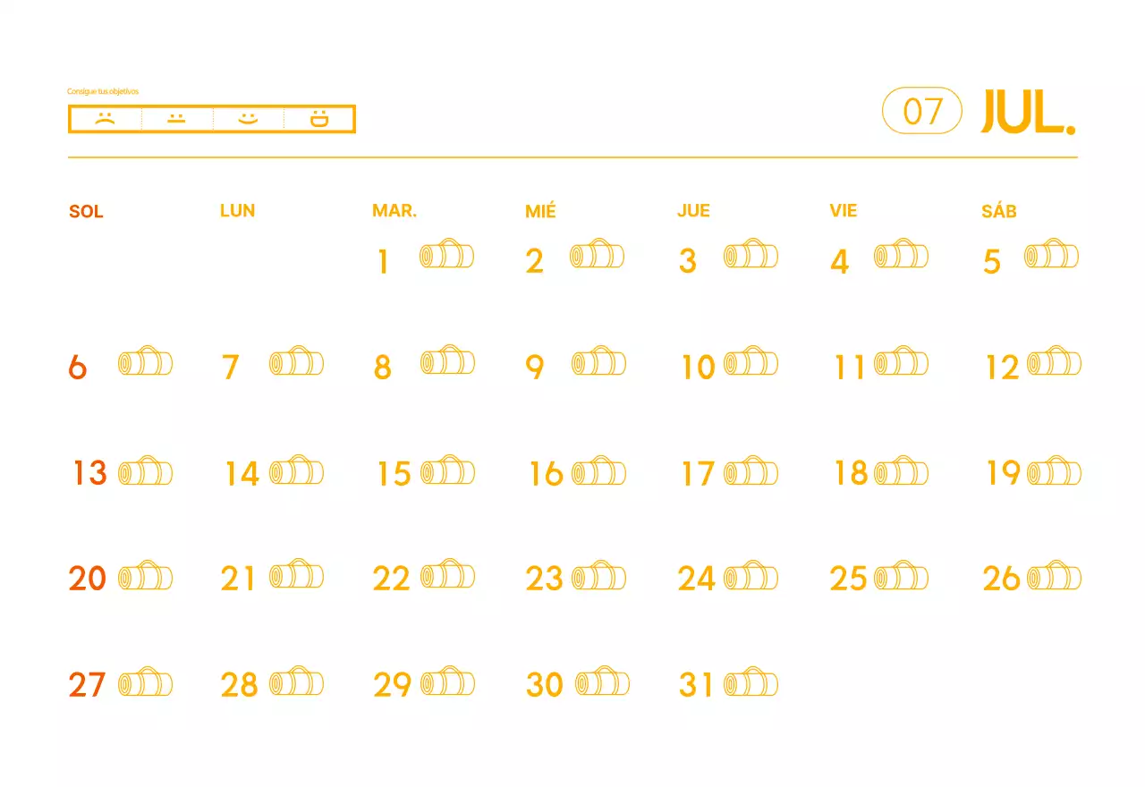 Calendario promocional de yoga minimalista naranja