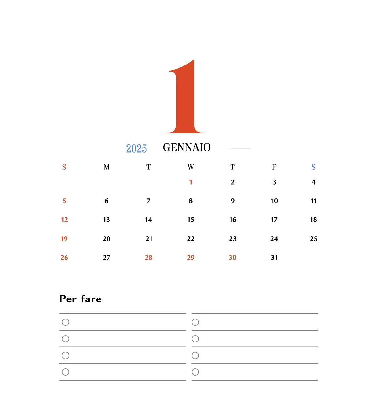 Calendario della memoria di concezione retrò in rosso