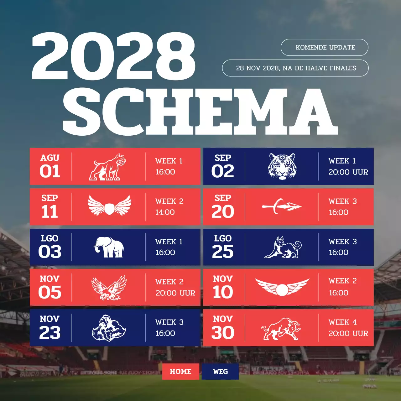 rode moderne sportkalender