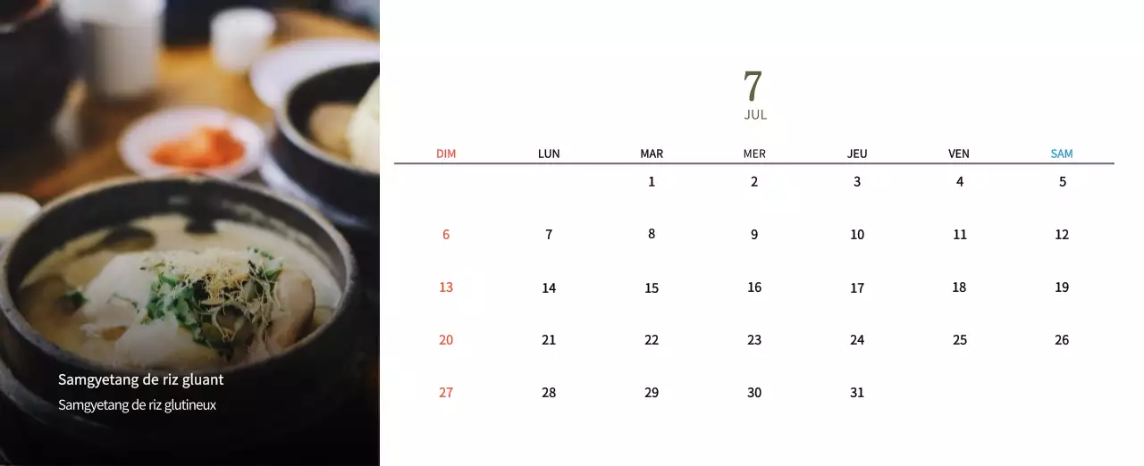 Calendrier de l'alimentation traditionnelle beige