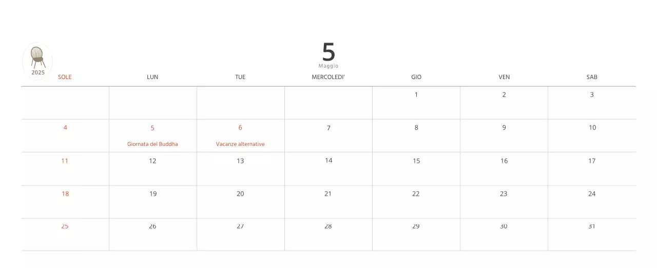 Calendario interno minimalista beige