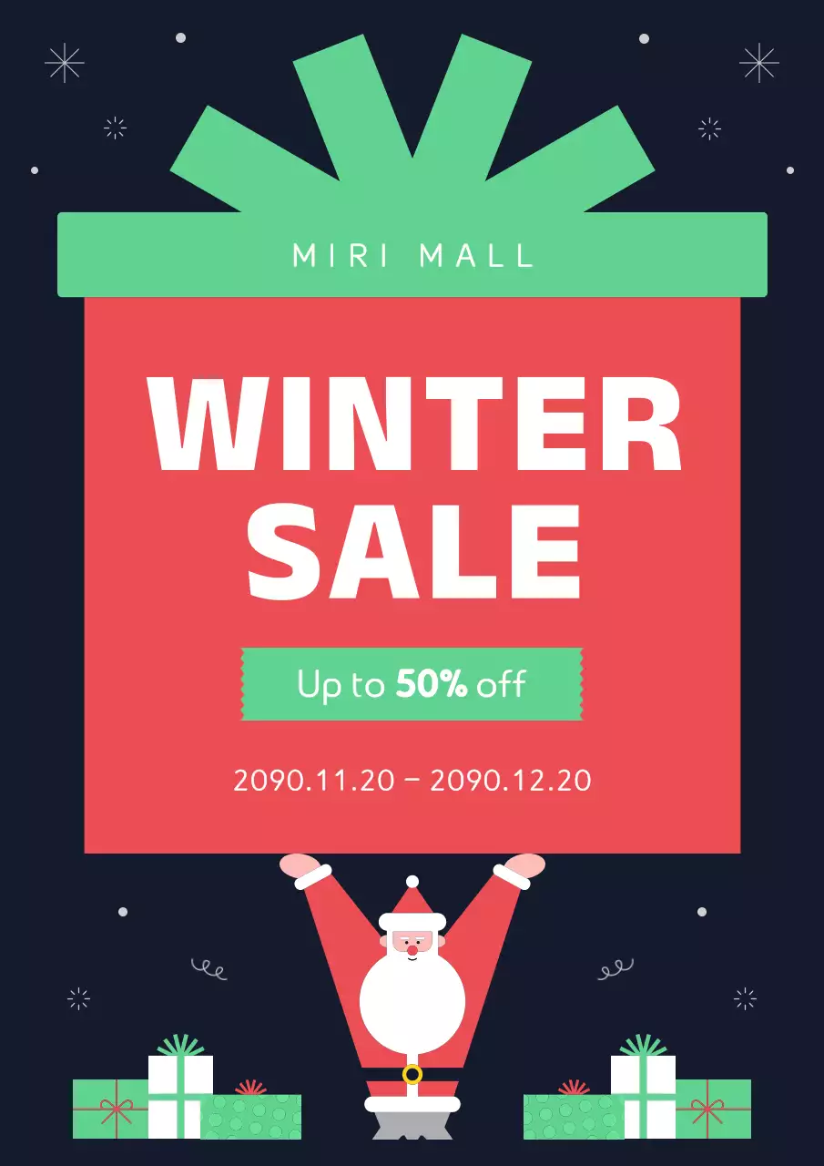 Poster quảng cáo mùa đông đơn giản màu đỏ