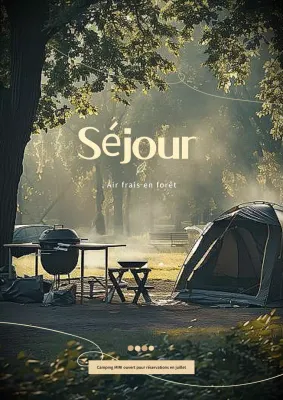 Publicité pour le camping nature en vert et kaki