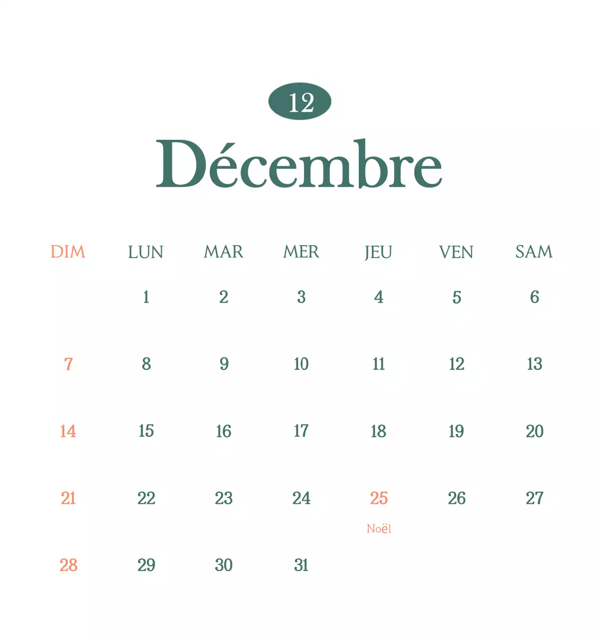 Un calendrier moderne pour les cafés avec des recommandations sur la boisson du mois.