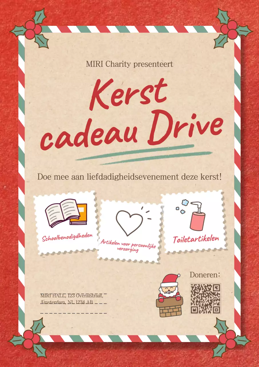 Red Doodle Leuke Kerst Liefdadigheidsposter