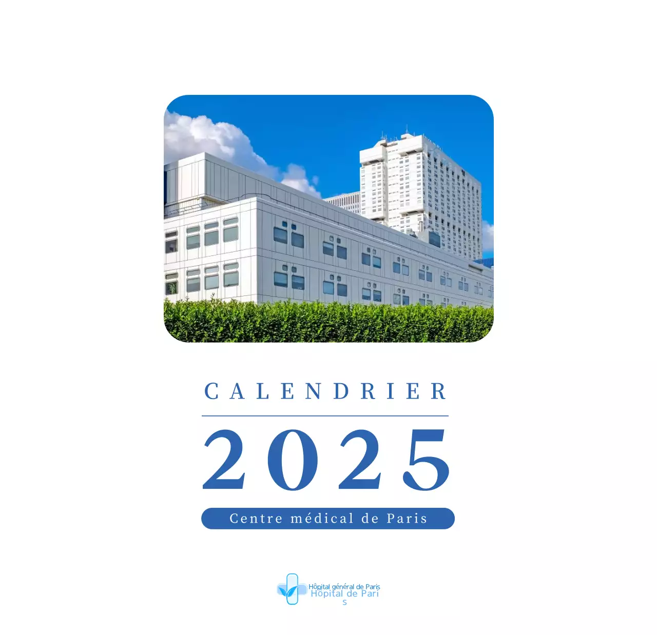 Calendrier hospitalier moderne bleu