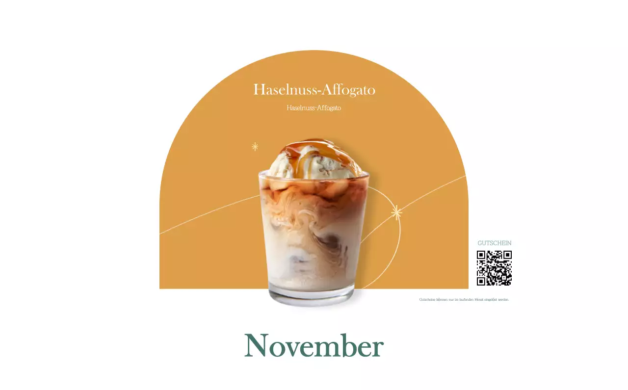 Ein moderner Café-Kalender mit Empfehlungen für das Getränk des Monats