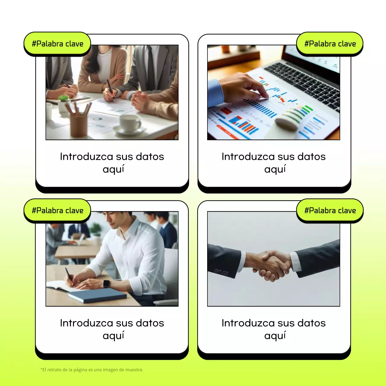 Carta de presentación sencilla en chartreuse y blanco