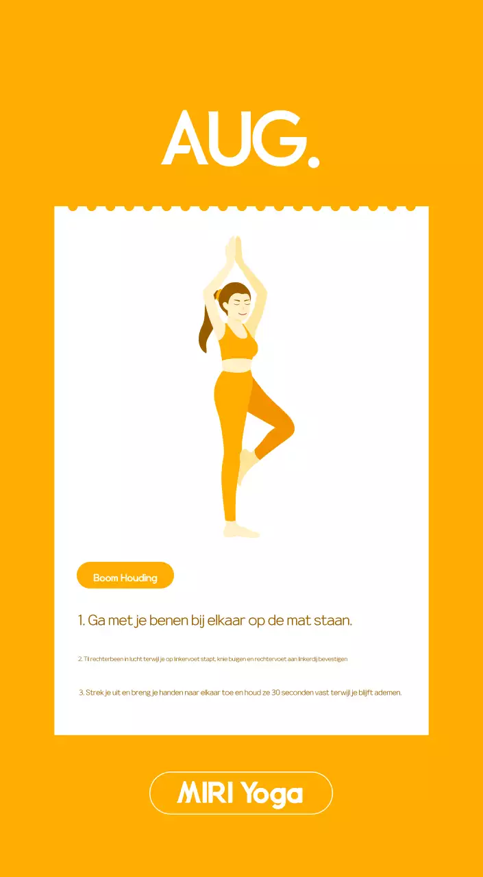 Oranje Minimalistische Yoga Promotiekalender