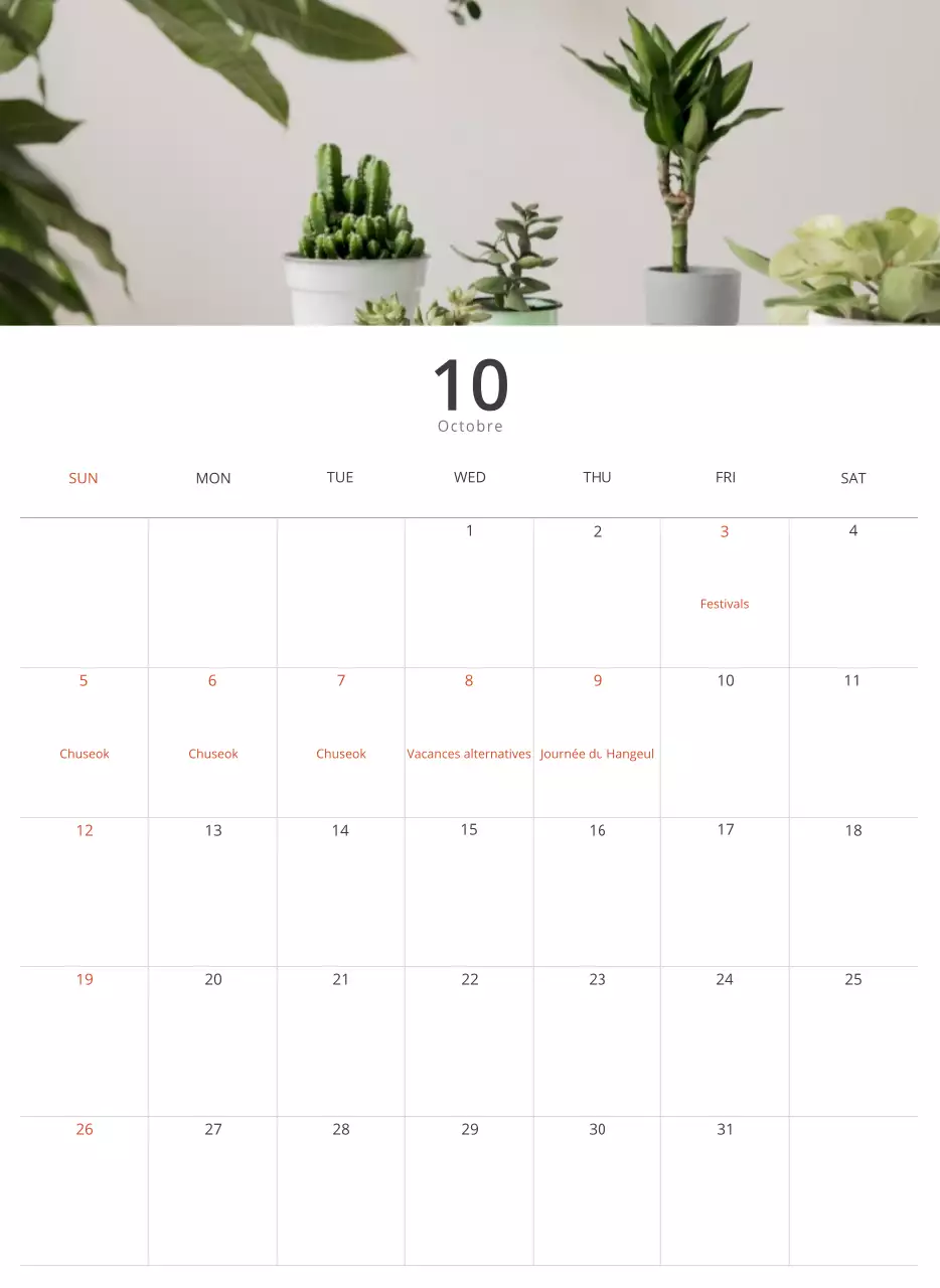 Calendrier intérieur minimaliste beige