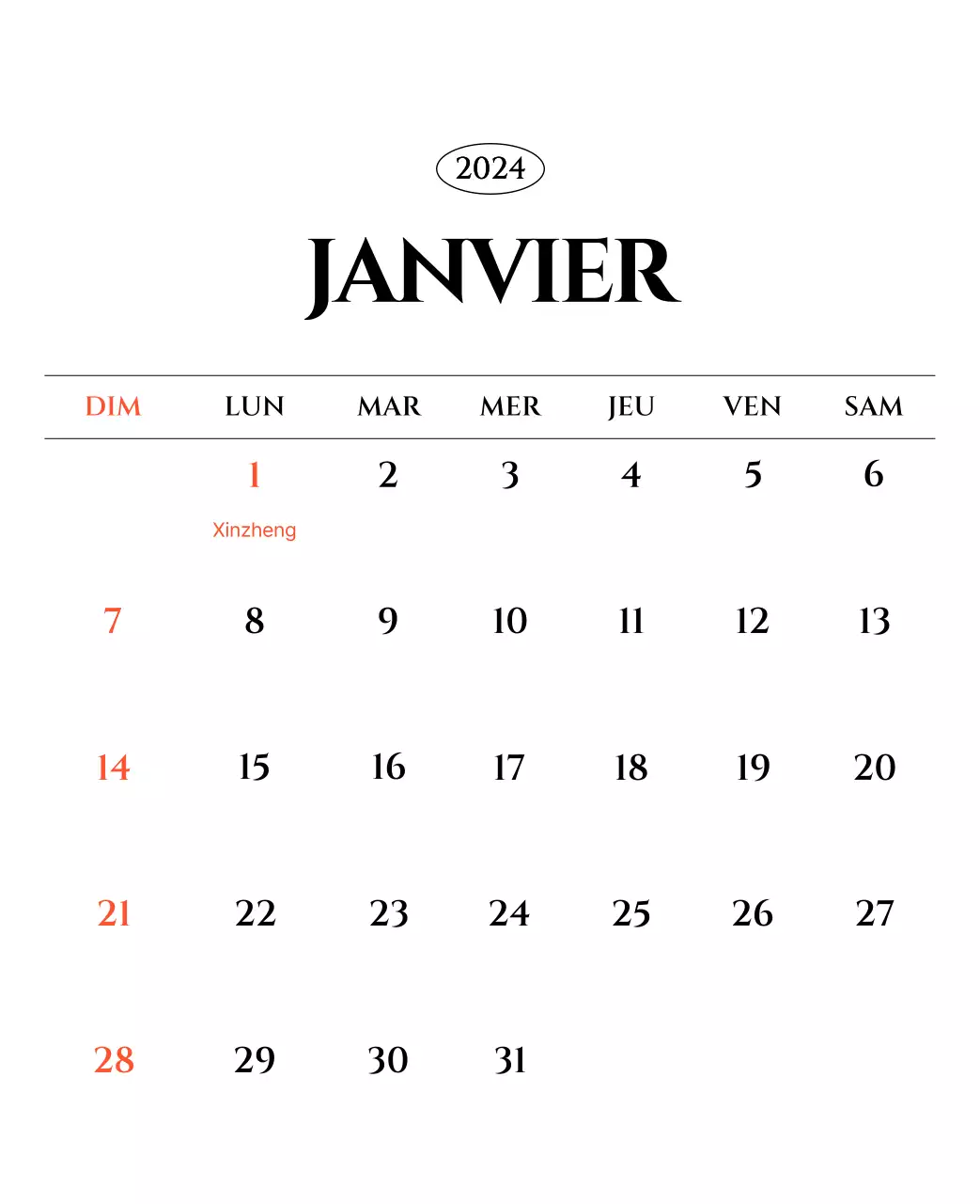 Calendrier simple avec un concept de photographie de voyage émotionnel en noir et blanc