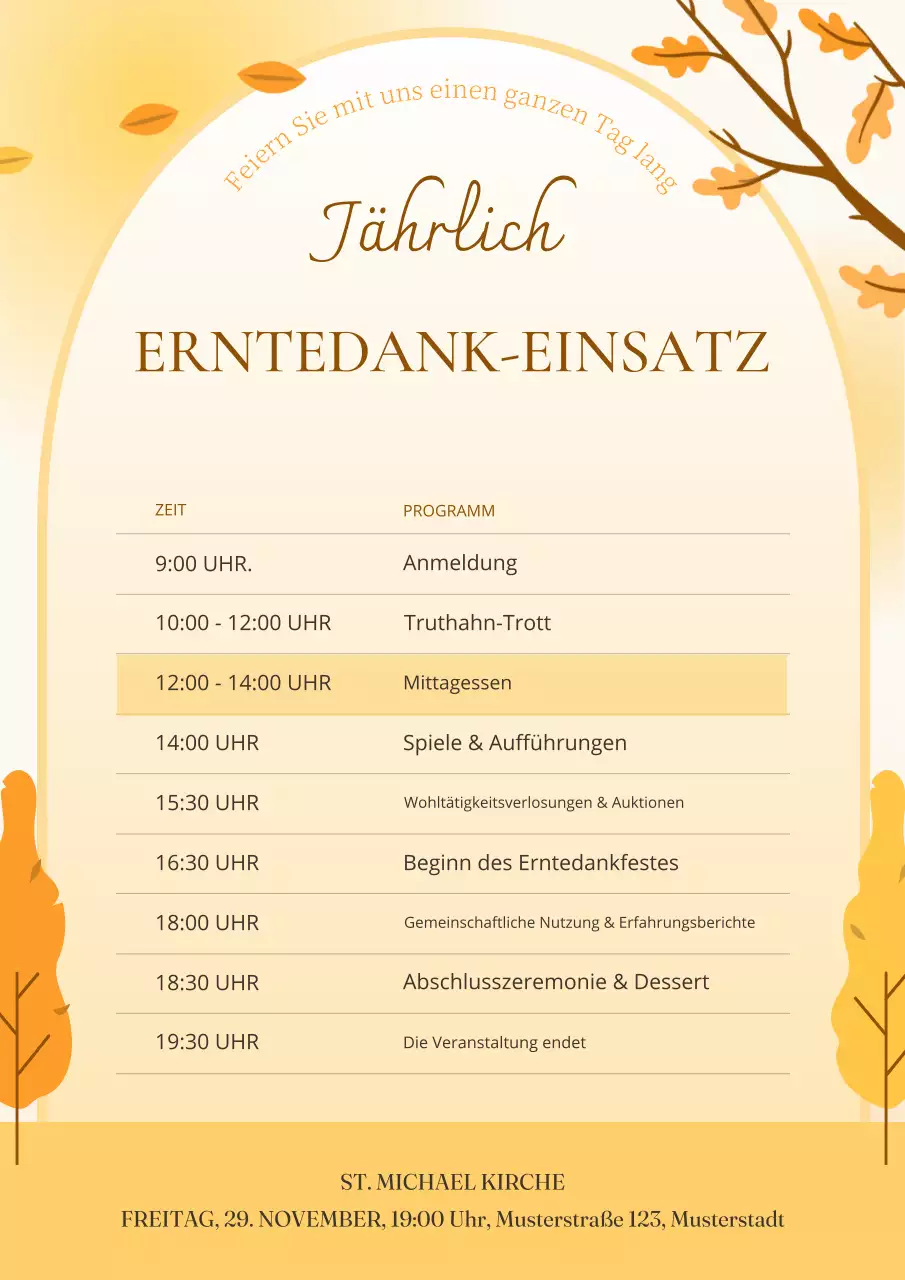 Orange traditionelles Erntedankfest