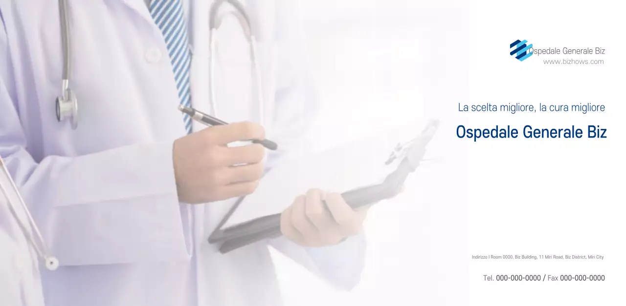 Calendario promozionale dell'ospedale semplice, bianco e blu