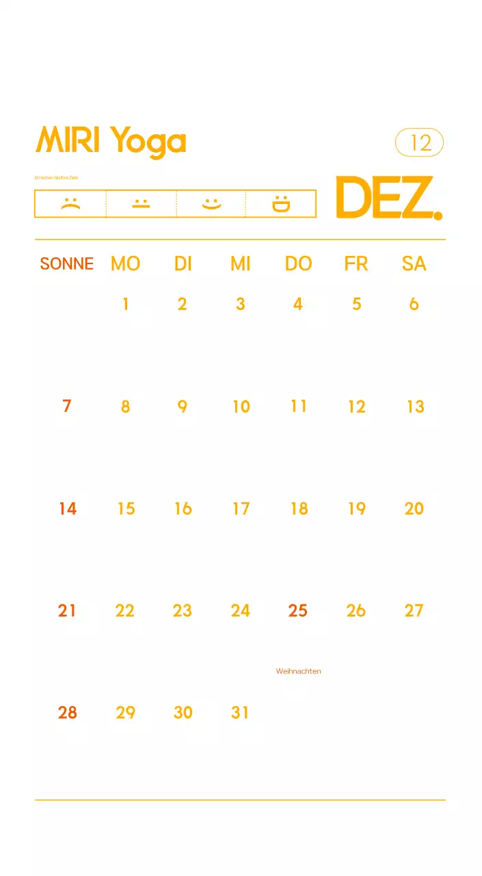 Orange Minimalistischer Yoga-Aktionskalender