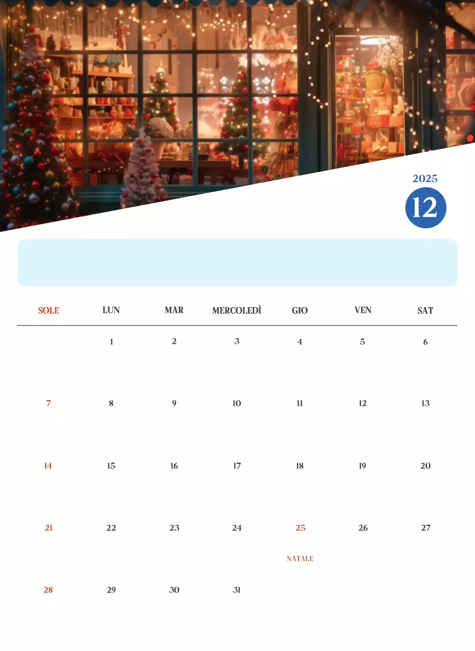 Calendario ospedaliero moderno blu