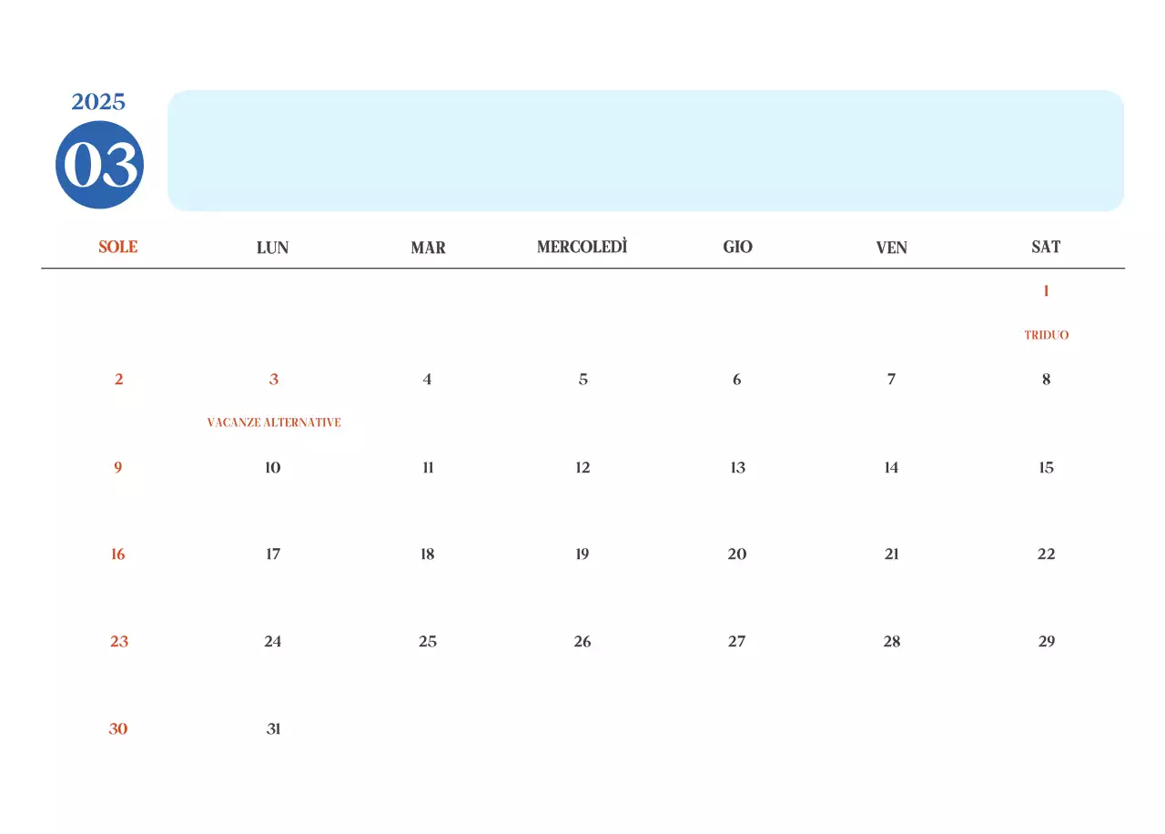 Calendario ospedaliero moderno blu