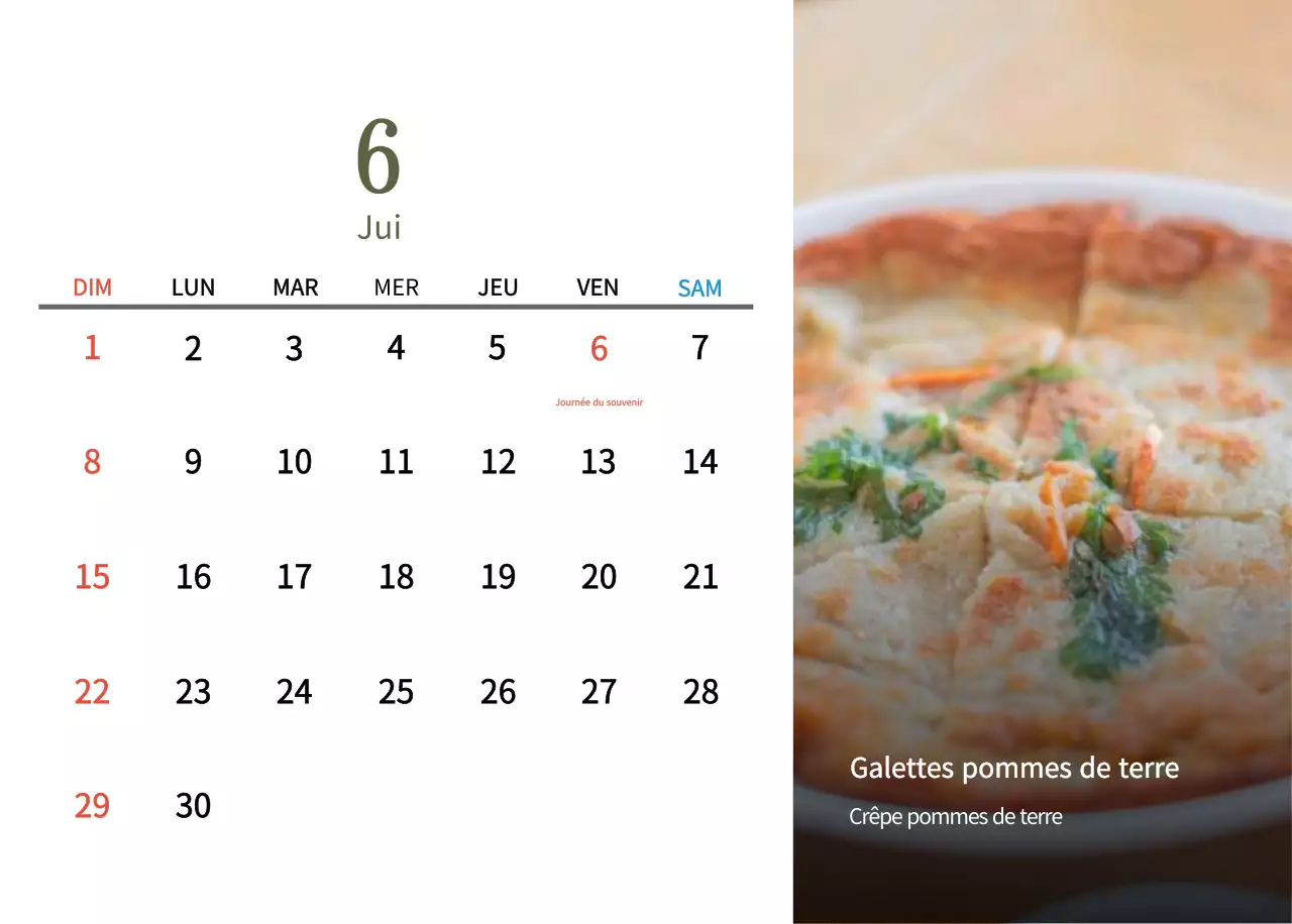 Calendrier de l'alimentation traditionnelle beige