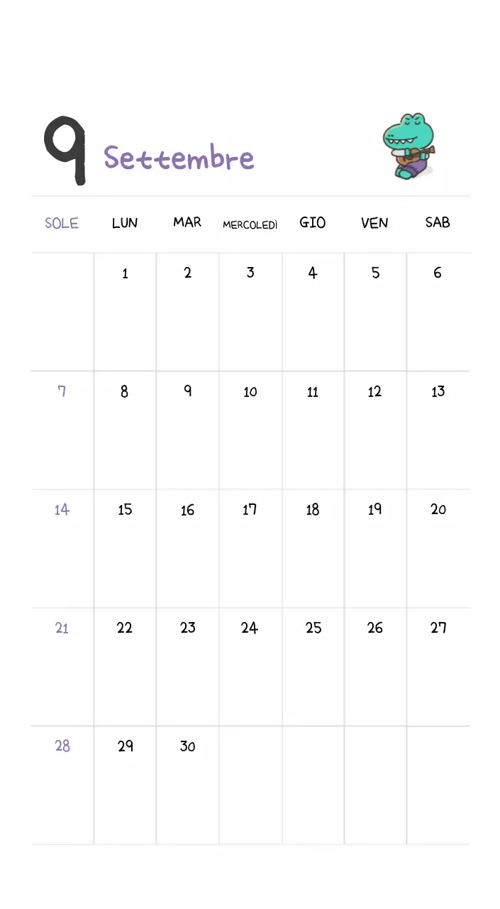 Un calendario con un simpatico concetto di illustrazione di Ago