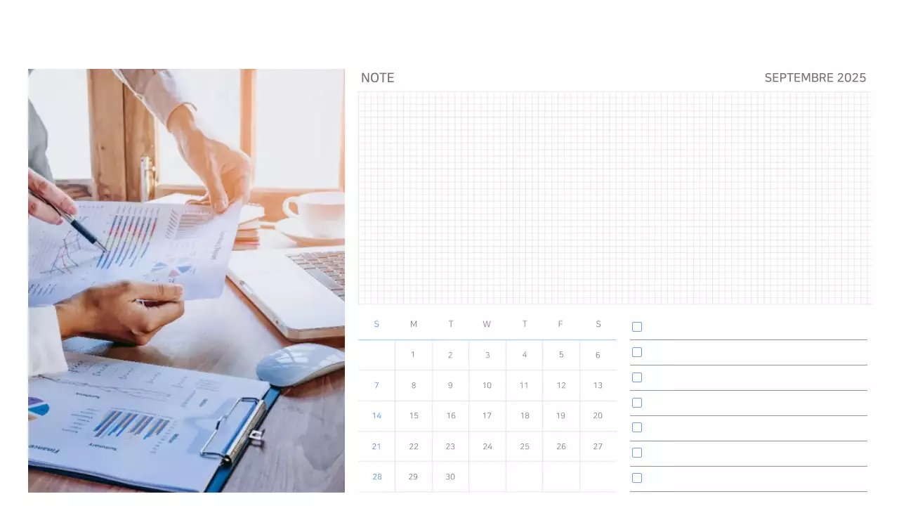 Calendrier moderne bleu Calendrier