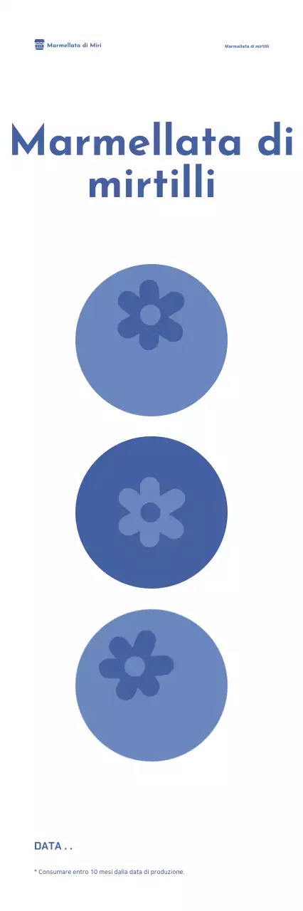 Etichette alimentari blu minimaliste