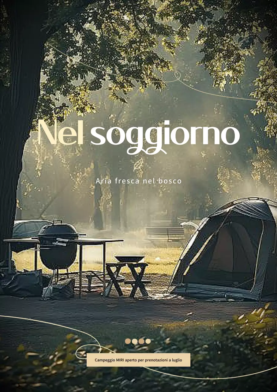 Annuncio di campeggio naturale in verde e kaki