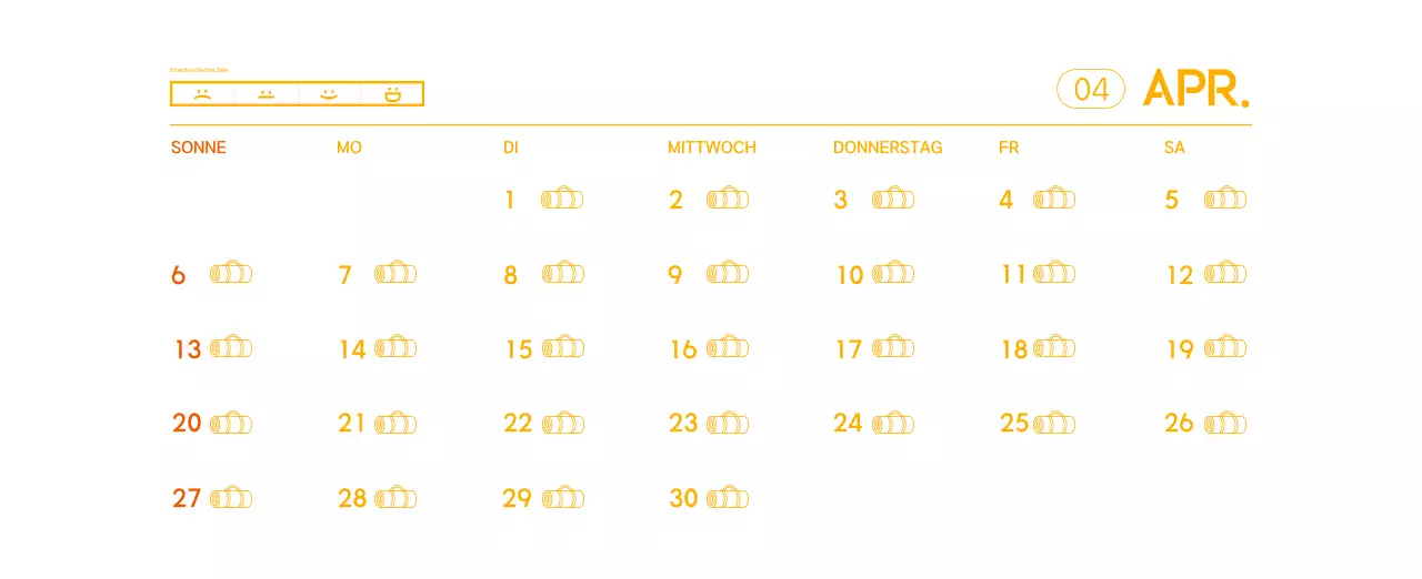 Orange Minimalistischer Yoga-Aktionskalender