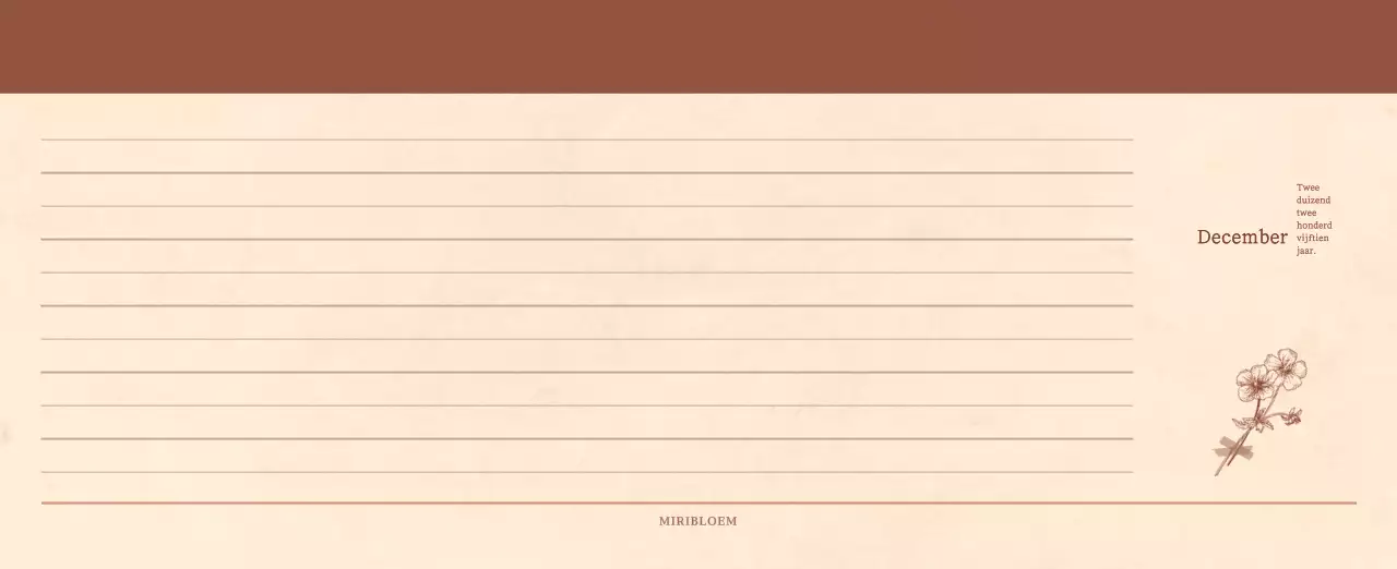 Een sentimentele bloemenkalender in lichtbruin en bruin wollen papierconcept