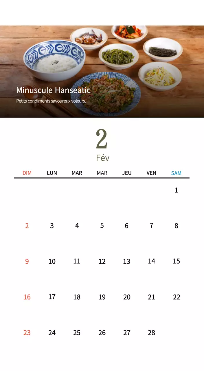 Calendrier de l'alimentation traditionnelle beige