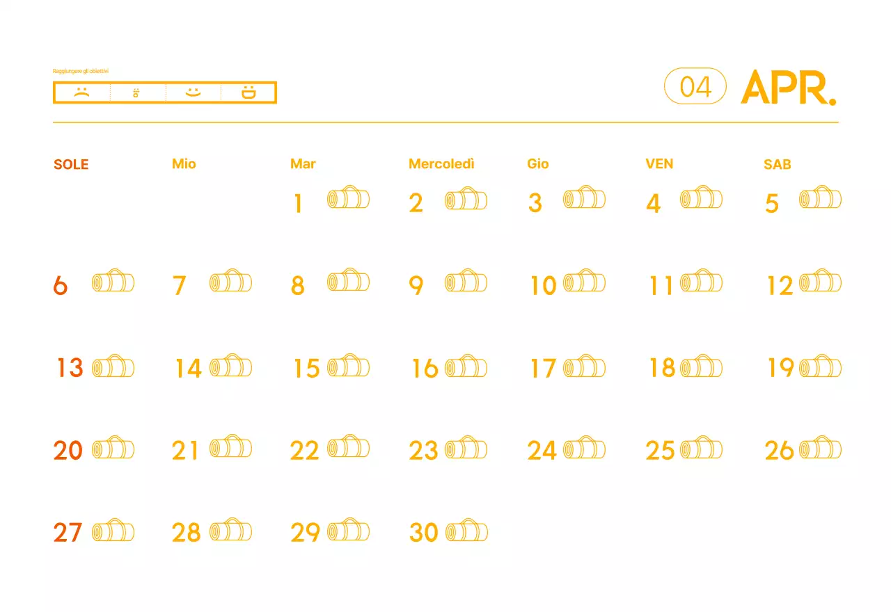 Calendario promozionale arancione dello yoga minimalista