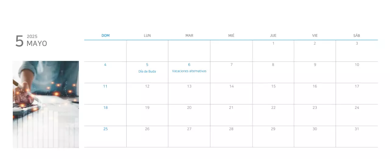 Calendario moderno azul Promociones de empresa