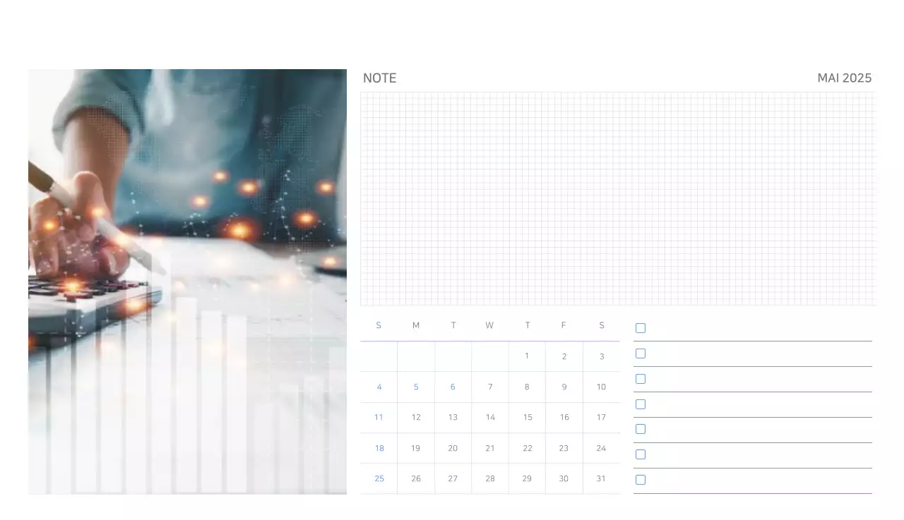 Calendrier moderne bleu Calendrier