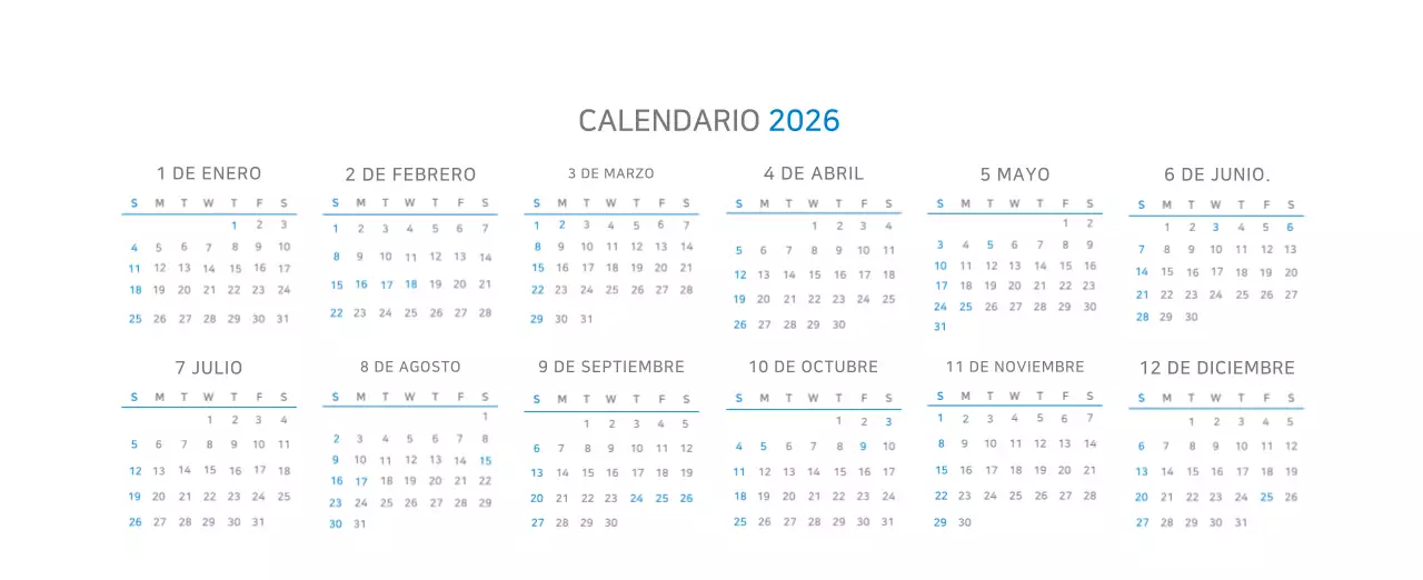 Calendario moderno azul Promociones de empresa