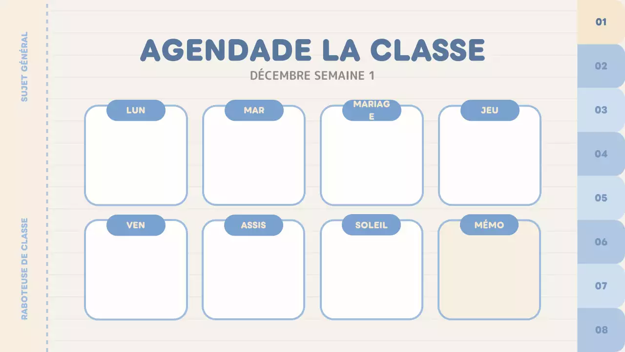 agenda de classe bleu uni